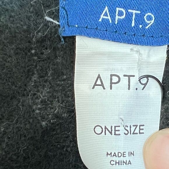 Apt. 9 Black/Gray Reversible Leopard Preppy Ruana Poncho One Size - Picture 9 of 12